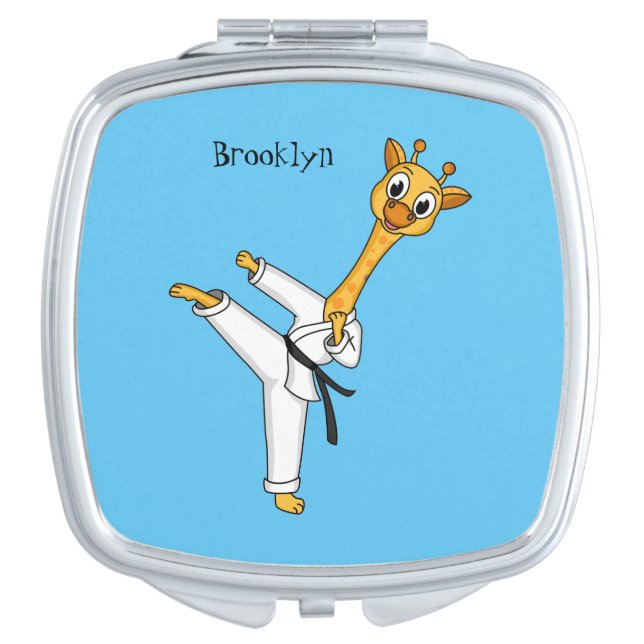 Kung Fu giraffe cartoon illustration  Compact Mirror (Front)