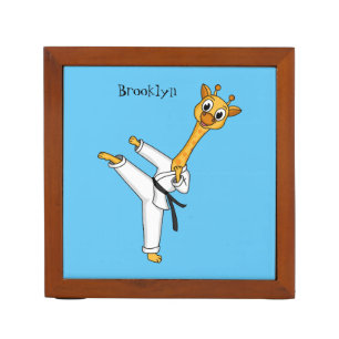 Kung Fu giraffe cartoon illustration Desk Organizer