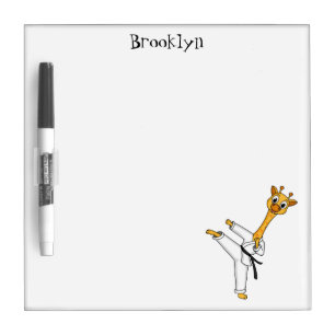 Kung Fu giraffe cartoon illustration Dry Erase Board