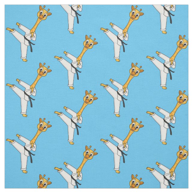 Kung Fu giraffe cartoon illustration Fabric (Swatch)