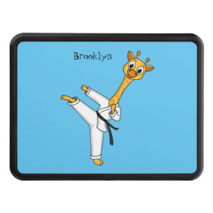 Kung Fu giraffe cartoon illustration Hitch Cover