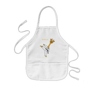 Kung Fu giraffe cartoon illustration Kids' Apron