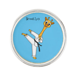Kung Fu giraffe cartoon illustration Lapel Pin