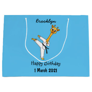 Kung Fu giraffe cartoon illustration Large Gift Bag