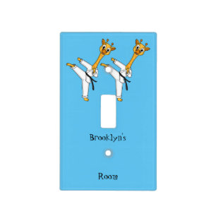 Kung Fu giraffe cartoon illustration Light Switch Cover