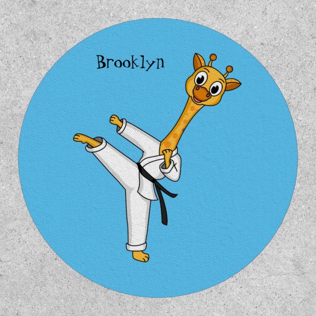 Kung Fu giraffe cartoon illustration  Patch (Front)