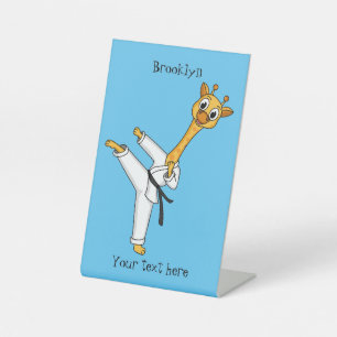 Kung Fu giraffe cartoon illustration Pedestal Sign