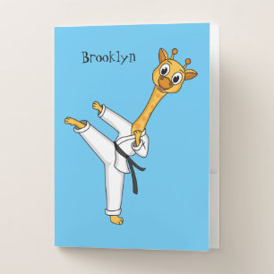 Kung Fu giraffe cartoon illustration Pocket Folder