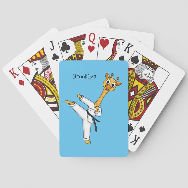 Kung Fu giraffe cartoon illustration Poker Cards (Back)