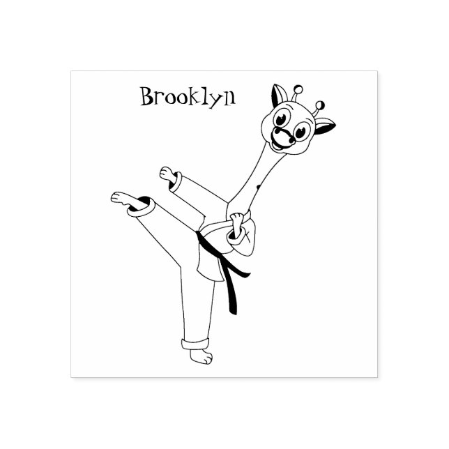 Kung Fu giraffe cartoon illustration Rubber Stamp (Imprint)