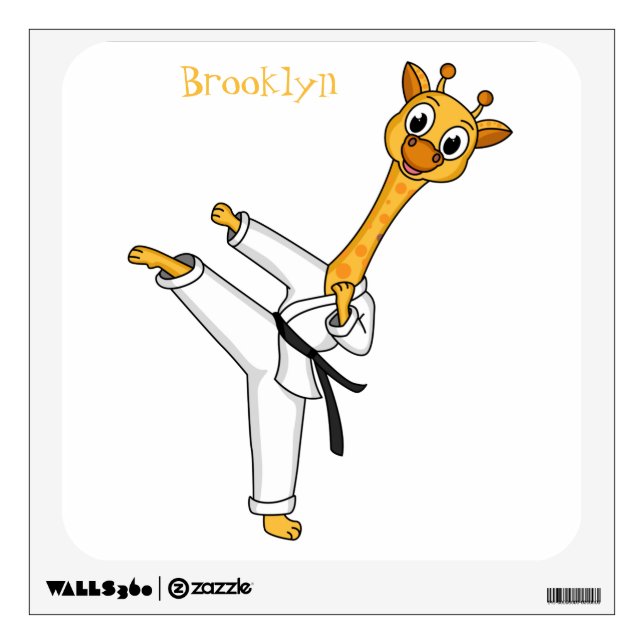 Kung Fu giraffe cartoon illustration Wall Decal (Front)