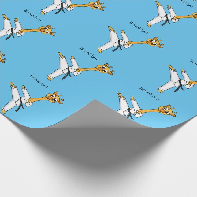 Kung Fu giraffe cartoon illustration Wrapping Paper (Corner)
