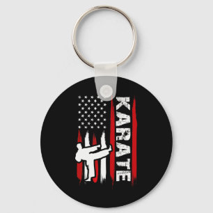 Kung Fu Karate Usa Flag Black Belt Martial Arts Keychain