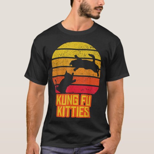 Kung Fu Kitties Funny Vintage Cat Lover Martial Ar T_Shirt
