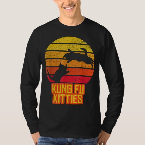 Kung Fu Kitties Funny Vintage Cat Lover Martial Ar T_Shirt