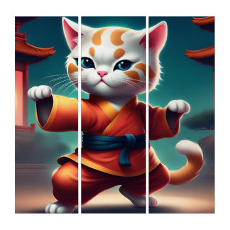 Kung Fu Kitty Stripes Wall Art