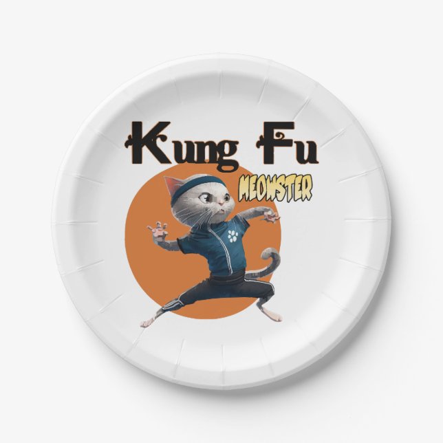 Kung Fu Meowster Paper Plates (Front)