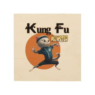 Kung Fu Meowster Wood Wall Art