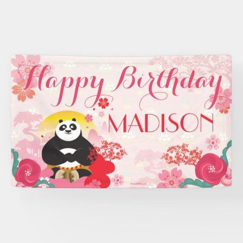Kung Fu Panda  Pink Floral Birthday Banner
