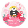 Kung Fu Panda | Pink Floral Birthday Classic Round Sticker