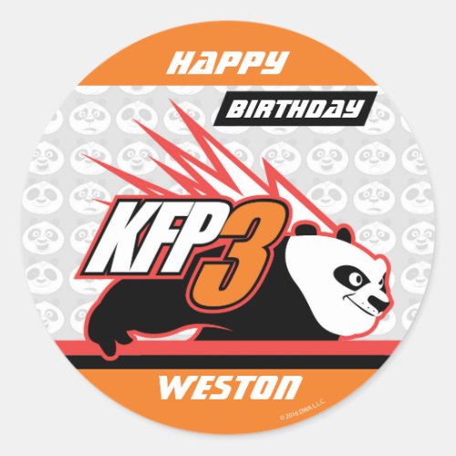 Kung Fu Panda  Po Striped Birthday Classic Round Sticker