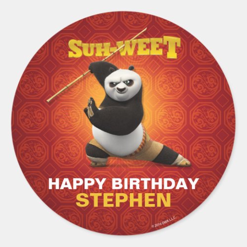 Kung Fu Panda  Po Warrior Birthday Classic Round Sticker