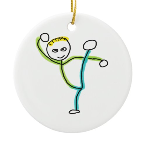Kung Fu Stickman Ceramic Ornament