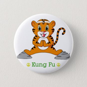 Kung Fu Tiger™ Button by CUTEbrandsGIFTS at Zazzle