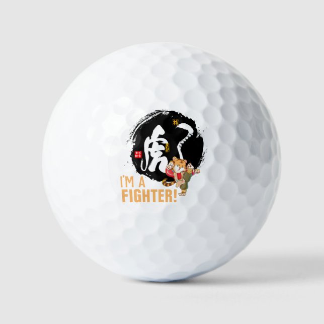 Kung Fu Tiger Fighter inspirational Gifts Golf Balls (Front)