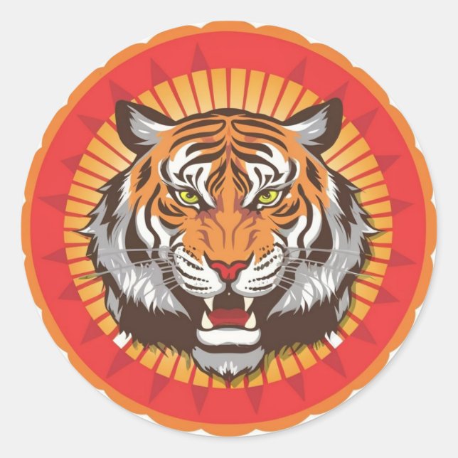 KUNG HEI FAT CHOI – THE TIGER CLASSIC ROUND STICKER (Front)