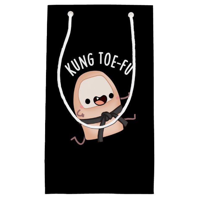 Kung Toe-fu Funny Big Toe Pun Dark BG Small Gift Bag (Front)