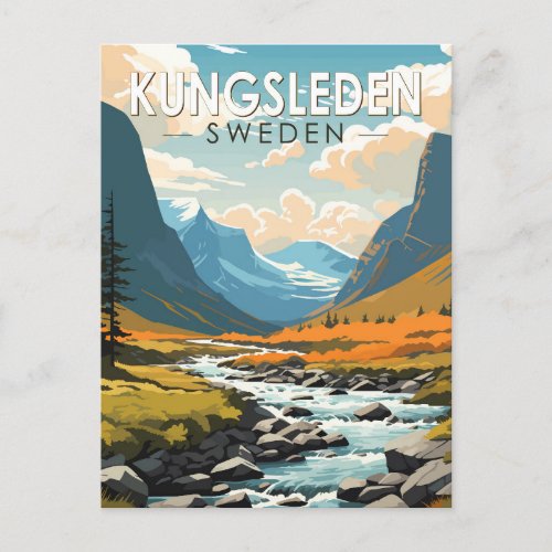 Kungsleden Sweden Travel Art Vintage Postcard