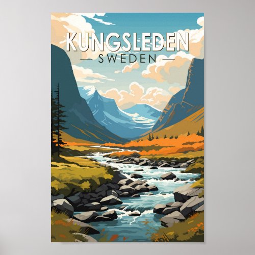 Kungsleden Sweden Travel Art Vintage Poster