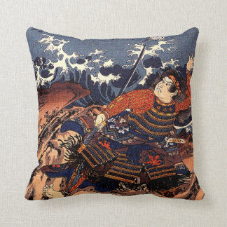 Kuniyoshi Tamomori tied to a huge anchor Throw Pillow