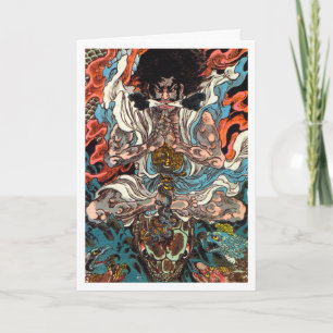 Kuniyoshi The Warrior asian samurai riding snake Card