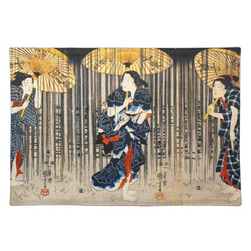 Kuniyoshi Three Women With Umbrellas Placemat