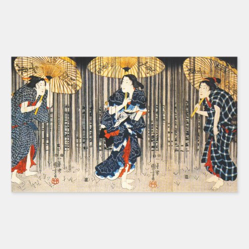 Kuniyoshi Three Women With Umbrellas Stickers