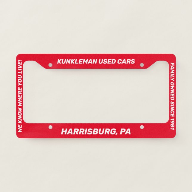 Kunkleman Plate Frame Style A (Front)