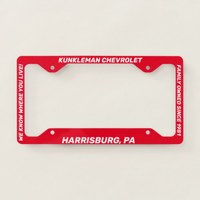 Kunkleman Plate Frame Style B (Front)