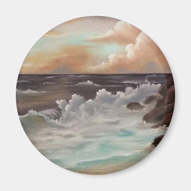 Kunstmalerei "Meeresrauschen" Bob Ross Magnet (Front)