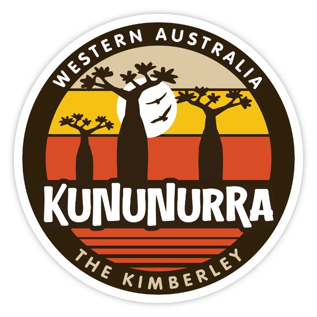 Kununurra, Western Australia Sticker (Kununurra, The Kimberley, Western Australia Retro Round Sticker)