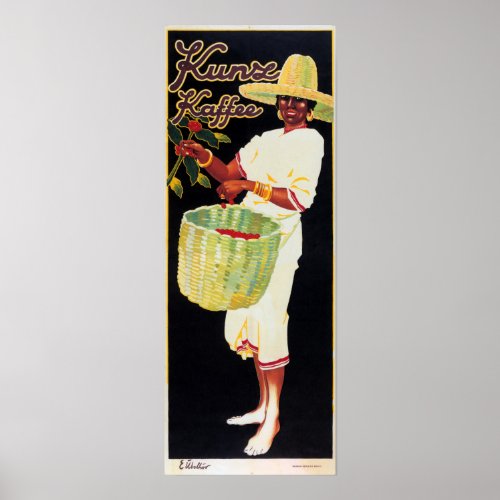 KUNZE KAFFEE Coffee Beans Vintage Food Advertising Poster