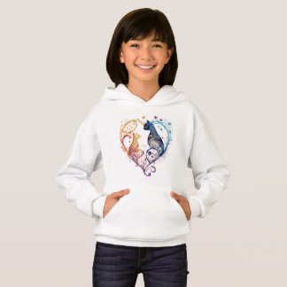 Kuraudea a cute flourish love cat heart-shaped hoodie