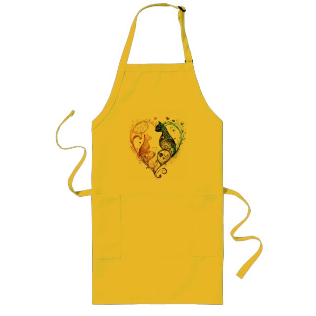 kuraudea cute cat heart-shaped whimsical Apron (Front)