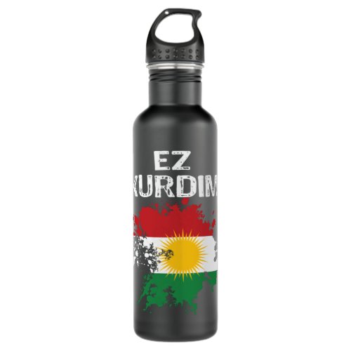 Kurden Kurdistan Newroz Kurdi Flag Her Biji Kurdis Stainless Steel Water Bottle