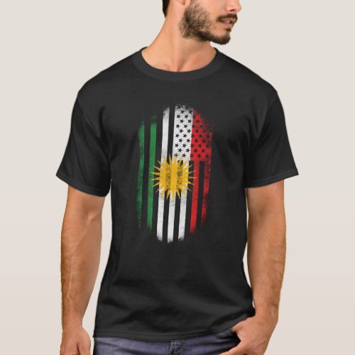 Kurdish American Flag   Kurdistan and USA Design T_Shirt