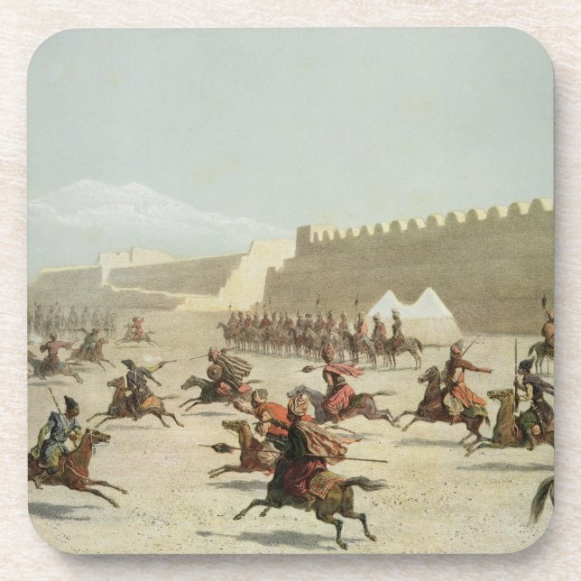 Kurdish and Tatar Warriors at Sadar Abbat, Armenia Beverage Coaster (Front)