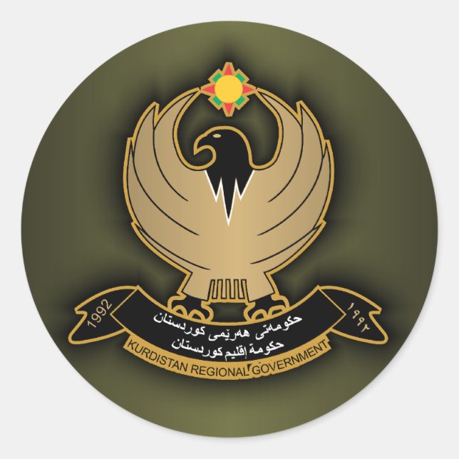 Kurdish Coat of Arms Classic Round Sticker (Front)