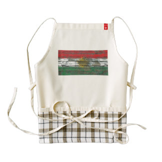 Kurdish Flag on Rough Wood Boards Effect Zazzle HEART Apron