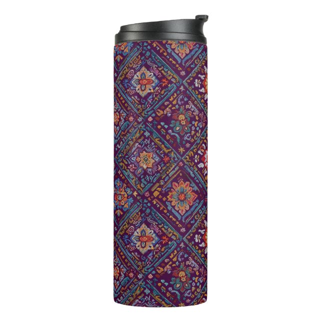 Kurdish Mosaic Floral Pattern Thermal Tumbler (Rotated Left)